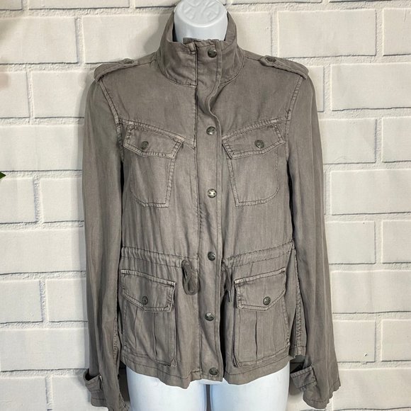 TALULA Gray Cargo Military Style Drawstring Jacket XS - Picture 4 of 7